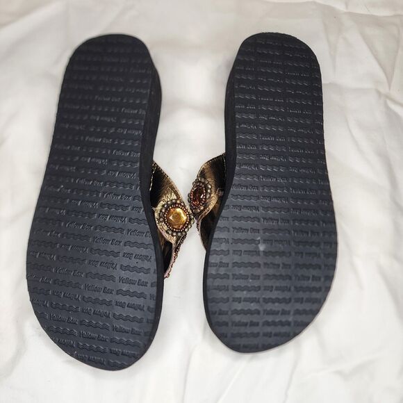 Yellow Box Wedge Sandals Size 10 Women Jeweled Rhinestone Cherilyn - Picture 7 of 8